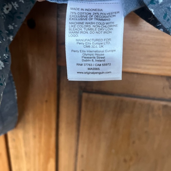 Men’s Penguin Medium Grey Short Sleeved Button Down With Floral Pattern - Picture 8 of 8